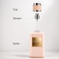 Vente en gros de flacons de parfum en verre à sertir vides, 30 ml, 50 ml, 100 ml, flacon en verre bleu velours rose avec boîte