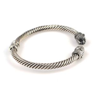 925 <b>Sterling</b> <b>Silver</b> Bear Head Twisted Romantic <b>Mens</b> <b>Bracelet</b> with Natural Stone Spring Clasp Handmade Turkish Jewelry - Product Image 2