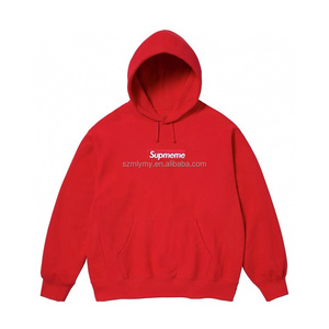2025 Jersey de tela de gamuza de peso pesado para hombre, sudadera con cremallera, ropa de calle, Sudadera con capucha de lana con hombros caídos Supre me - Product Image 5
