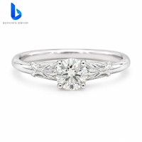 Bague de fiançailles classique en or blanc S925 avec moissanite taille princesse et baguette pour femme, bagues de mariage