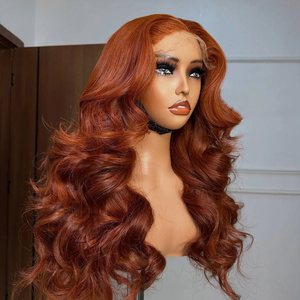 Orange Brown Loose Sóng 13X4 HD Ren Phía Trước Tóc Giả Trước Nhổ Cơ Thể Sóng Tóc Giả Tóc Con Người Đàn Hồi Dây Kéo 13X6 Ren Phía Trước Tóc Giả - Product Image 3
