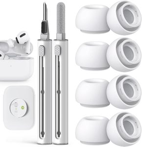 Embouts d'oreille en silicone <span class=keywords><strong>1</strong></span>:<span class=keywords><strong>1</strong></span> Remplacement pour <span class=keywords><strong>AirPods</strong></span> Pro avec trous <span class=keywords><strong>de</strong></span> réduction du <span class=keywords><strong>bruit</strong></span>, boîte d'emballage, stylo <span class=keywords><strong>de</strong></span> nettoyage, XS/S/M/L, blanc et noir, 4 paires - Product Image 2