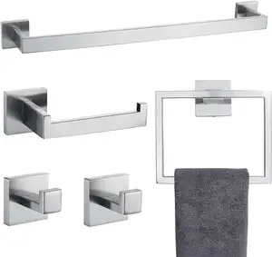 OEM/ODM Bath Towel Bar Wall Mounted Towel Bar Set 304 Stainless Steel Bath Towel Holder Bathroom Accessories