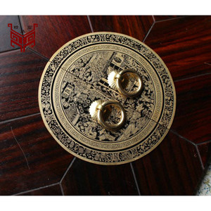 Chinese <b>Antique</b> Style <b>Brass</b> Cabinet Handles Round Durable For Bookshelf Wardrobe <b>Door</b> Window - Product Image 2
