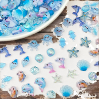 Charmes pour nail art de la série Ocean, bijoux mignons en forme de dauphin, petite étoile de mer, méduse, résine, bricolage, décoration de la maison, étui de téléphone