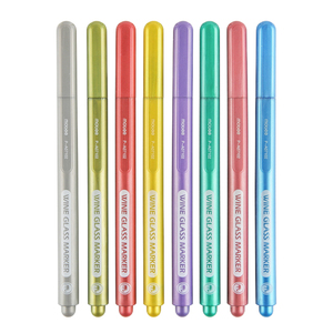 Juego de 8 marcadores de copa de <span class=keywords><strong>vino</strong></span> a base de agua no tóxicos para decoraciones de fiesta personalizadas y marcadores de cristal de diseño de dibujos - Product Image 2