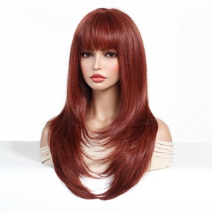 Peluca Larga y Lisa con Flequillo Completo para Mujer, Resistente al Calor, Cabello Sintético, para Maquillaje Diario y Uso Diario - Product Image 3
