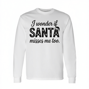 เสื้อยืดแขนยาวลายซานต้า คำคมน่ารัก ตลกขบขันสำหรับวันหยุดคริสต์มาส - Product Image 2