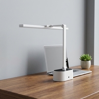 Lampe de table LED pliable à commande tactile, intensité réglable, 3 températures de couleur, lumière de lecture protectrice pour les yeux avec horloge, chargement USB, pour salle d'étude