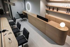 Conception d'intérieur de salon de coiffure de luxe personnalisée, éclairage LED écologique, recyclable, durable, miroir, mobilier personnalisable - Product Image 4