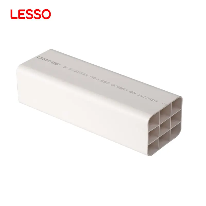 LESSO intégrer construction haute intensité PVC-U gril conduit haute qualité carré en plastique électrique conduit tube tuyau