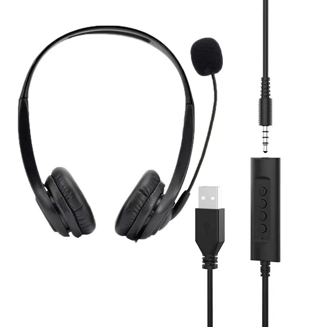 Custom High Quality Convenient in Line Control Headphones 3.5 mm Audio Cable USB Headset Jack With Control Tuning Gear Cable