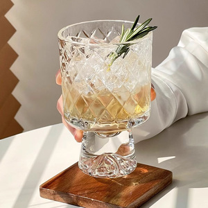 Vaso de <span class=keywords><strong>whisky</strong></span> prémium con base pesada para disfrutar de la vista, copa de postre de vidrio grabado con diamantes - Product Image 5