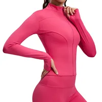 Haut de yoga pour femme à manches longues, coupe ajustée, respirant, séchage rapide, en nylon et élasthanne, idéal pour la gym, le yoga, la course et l'entraînement