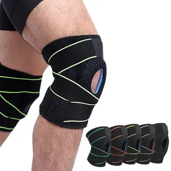 Ginocchiere sportive in Silicone lavorato a maglia compressione basket ginocchiere Gel di silice supporto per ginocchio stabilizzatore a 4 molle