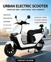 Moto électrique 60V 1000W pour adultes, scooter électrique de course haute vitesse, cyclomoteur électrique 3 vitesses à faible encombrement, moto électrique à deux roues