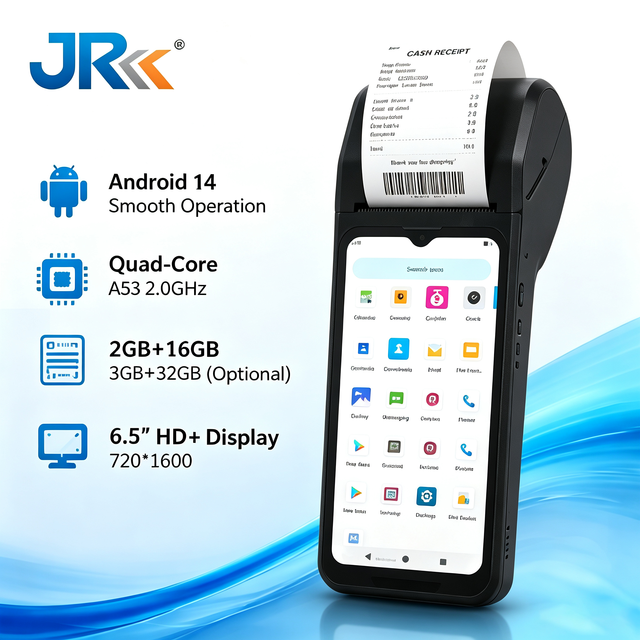 JR SA650 Mobile POS Machine 6.5 Inch Touch Screen Handheld Android 14.0 NFC Barcode Reader Reader for Pos System Payment