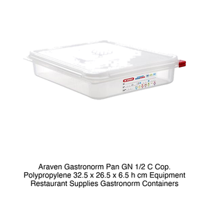 Bac alimentaire en polypropylène GN 1/2 32,5 × 26,5 × 6,5 h cm, avec couvercle, -40/+95 ° C Araven - Product Image 2