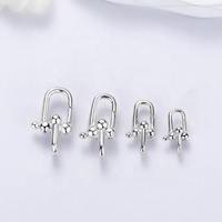 Fermoir mousqueton en argent 925, robuste, à maillons en forme de U double et de fer à cheval, pour bracelets et colliers, disponible en tailles Grande, Moyenne, Petite
