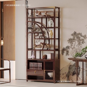 Chinese Style Rosewood Display Shelf Multi Compartment Tea Room Cabinet Partition Living Room Ornament Storage Unit - Product Image 2