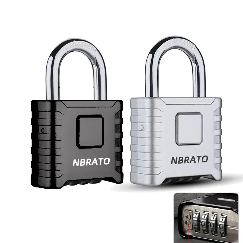 out door warehouse high security 8mm long shackle button zinc alloy 4 digit combination padlock for locker