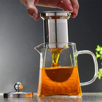 Théière en verre carré en borosilicate avec infuseur en acier inoxydable pour le café et le thé, 350 ml, 550 ml, 750 ml, 950 ml, pour thé en feuilles