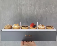 Boîte à tartelettes jetable en carton avec séparateurs rectangulaires, tiroir pour donuts, desserts et cupcakes, idéale pour la boulangerie