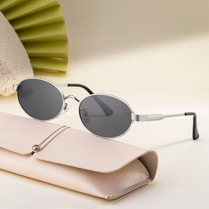 Nouvelles lunettes de soleil polarisées ovales pour femmes, monture en acier inoxydable, protection UV400, style tendance, C1 noir sable KS 3941 - Product Image 1