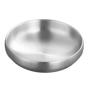 High Quality Serving Stainless Dish Soy Sauce Soup 304 Stainless Steel Korean Double Wall Dish