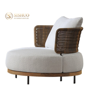 Conjunto de Sofás Minimalistas para Jardín, Muebles de Exterior para Sala de Estar, Sofá Seccional Impermeable para Patio con Base de Madera de Teca y Mesa de Centro