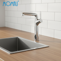 Robinet de lavabo simple trou Momali en laiton avec cartouche céramique, finition noir gunmetal, poignée unique, eau froide/chaude