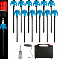 Piquets de tente galvanisés de 8 pouces à visser avec tête extractrice et boîte de transport pour tentes, auvents, abris de voiture, portiques et balançoires