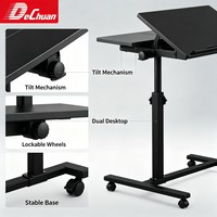 Bureau mobile en métal à hauteur réglable pour ordinateur portable avec plateau inclinable et roulettes – Vente en gros