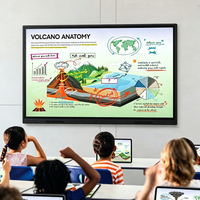 Panneau intelligent de conférence tactile Android 14, téléviseur intelligent 86 pouces avec tableau interactif portable, support mural ou support mobile portable