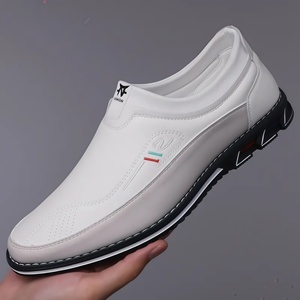 Zapatos Casuales de Otoño para Hombre, Talla Grande, Blancos, Bordados, Sin Cordones, Tacón Plano, para Trabajo, 52/53 - Product Image 5
