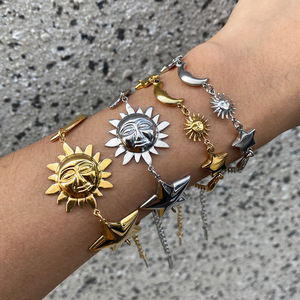 MW Waterproof Stackable Coin Sun Pendant Beach Ocean Star <strong>Moon</strong> <strong>Bracelet</strong> 316l Stainless Steel Jewelry 18k PVD Gold <strong>Bracelet</strong> - Product Image 4