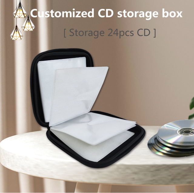 Custom CD Case Holder Storage Box EVA Protective DVD Case Portable Zipper CD Case Disc Storage Organizer Wallet Bag for Car