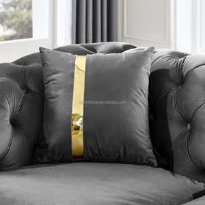 Winforce Factory <span class=keywords><strong>Outlet</strong></span> 3 plazas de lujo sala de estar sofás conjunto de muebles italiano gris terciopelo Chesterfield sofá sofás - Product Image 4