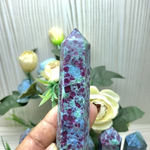 Tour de rubis naturel de guérison en gros, pierre précieuse réactive aux UV, pointe polie, tour pour cadeaux et décorations de Feng Shui - Product Image 4