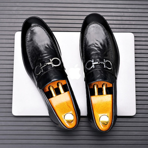 Mocassins en cuir noirs à bout pointu pour hommes, chaussures de ville à enfiler, chaussures de mariage formelles, taille adulte 105 - Product Image 2