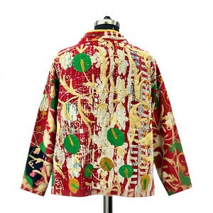 Chaqueta Bordada Royal Kantha, Chaqueta Vintage con Parches Kantha, Abrigo Floral Bohemio Kantha, Chaqueta Kantha Bordada a Mano - Product Image 4