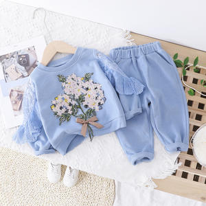 Vêtements pour filles printemps-automne 2022, ensemble de vêtements pour filles de 1 à 5 ans, dentelle brodée, deux pièces - Product Image 4