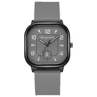 Montre pour homme à boîtier carré en alliage, mouvement à quartz - Style rétro tendance, bracelet en silicone, design créatif personnalisé, adapté à l'exportation
