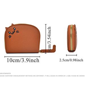 Porte-cartes multi-emplacements en forme de chat gravé sur mesure, joli porte-cartes de crédit pour femmes, petit portefeuille en cuir à fermeture éclair - Product Image 5