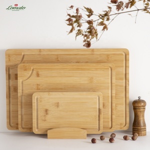 Juego de 3 tablas de cortar de bambú pequeñas y grandes carbonizadas orgánicas de primera calidad para cocina a granel con ranura para jugo grabado láser al por mayor - Product Image 1