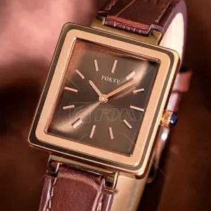 经典办公室真皮表带腕表奢华女士手表，带优质皮带