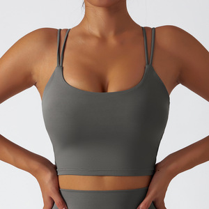 Sujetador deportivo para mujer, camisola de tela reciclada ecológica sólida de talla grande acolchada de alto <span class=keywords><strong>impacto</strong></span> para gimnasio - Product Image 5