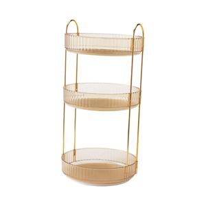 Organizer per il trucco in oro a 3 strati porta frutta per tavolo da bagno da scrivania - Product Image 6
