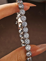 Bracelet Peishang Jewelry en argent sterling 925 plaqué or 14 carats, fermoir à double sécurité vintage, zircon rond taillé, style tennis
