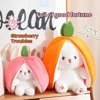 Juguete de Peluche 2 en 1 de Conejo y Fresa, Peluche Suave de Conejo y Fresa, Almohada para Niños